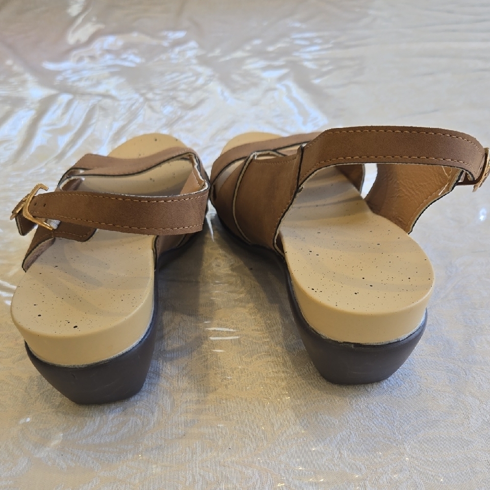 Comfortable Tan Slingback Sandals - Picture 2 of 5